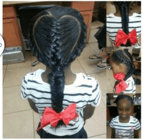 french braided heart shaped-ponytail braids for little girls