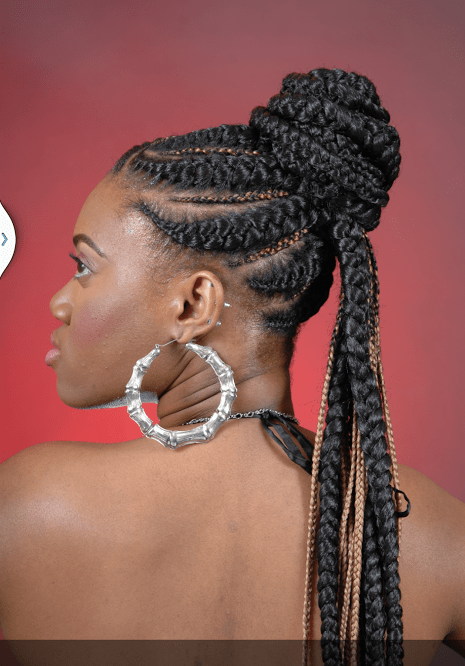 multi-sized braids bun black women