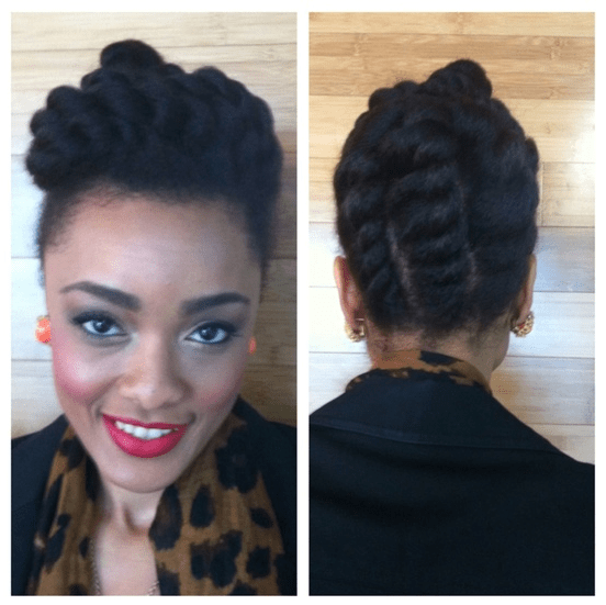 two strand twist braided updo natural hair