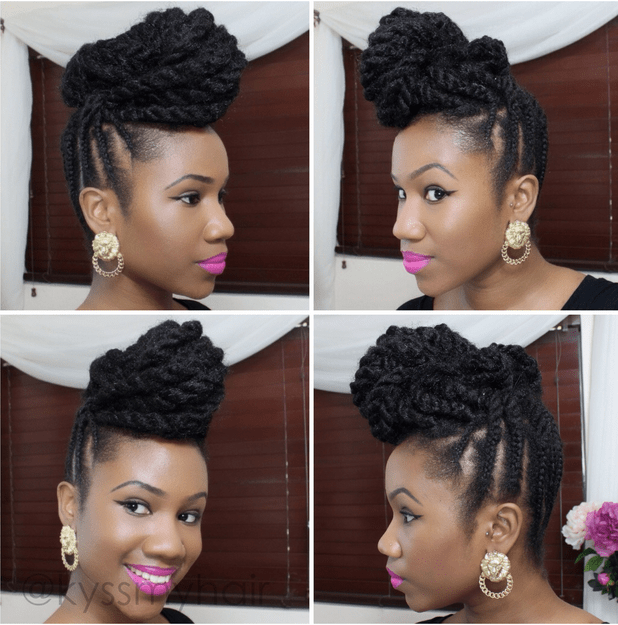 braided mohawk updo for natural hair