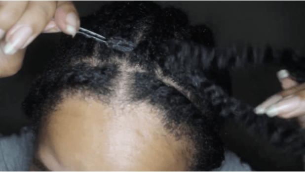 looking natural crochet braids with bobby pin